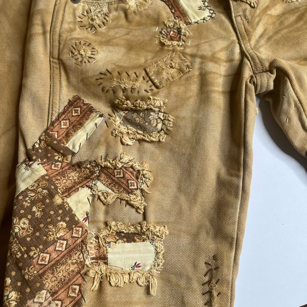 Vintage Ralph Lauren Patchwork Distressed Pants • Boho Straight Leg • Size 25 - Picture 4 of 8
